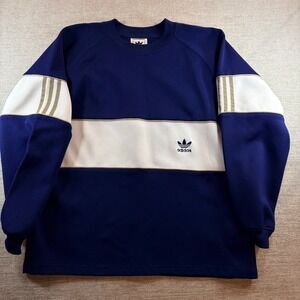 Vintage Adidas Cyclone Trefoil Crewneck Sweatshirt Blue White Colorblock Mens LG